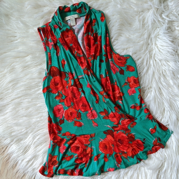 Anthropologie Tops - Anthropologie Red Floral Tank Top